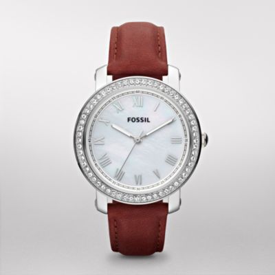 Emma Leather Watch Red Fossil