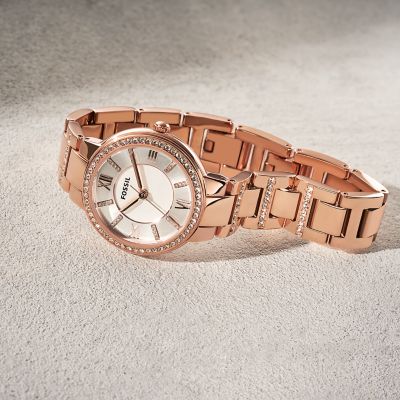 Reloj Fossil dama en acero inoxidable oro rosado con extensible de