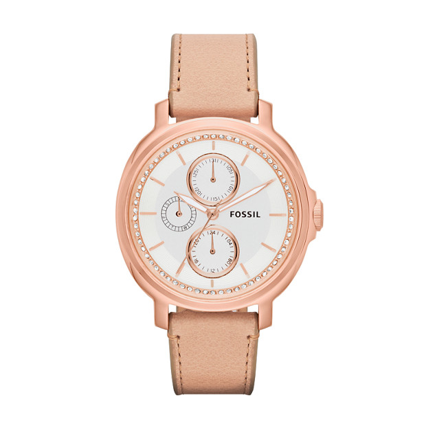 Chelsey Multifunction Sand Leather Watch - Fossil