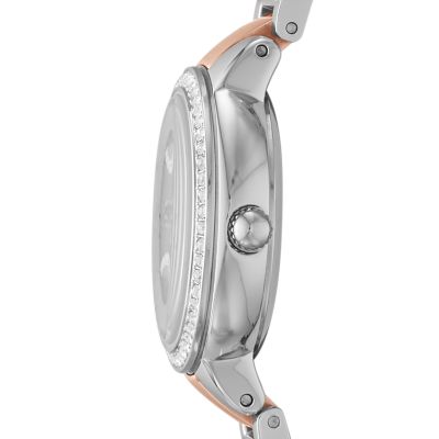 Fossil women's virginia quartz stainless steel dress discount watch