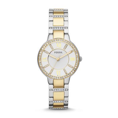 Fossil virginia 2025 two tone watch