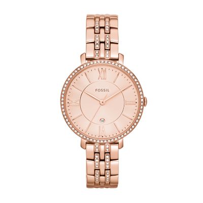 Jacqueline Three Hand Rose Gold Tone Stainless Steel Watch