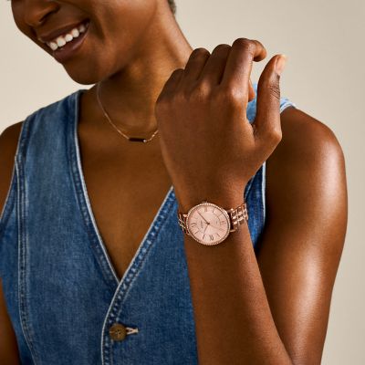 Fossil jacqueline shop rose gold leather