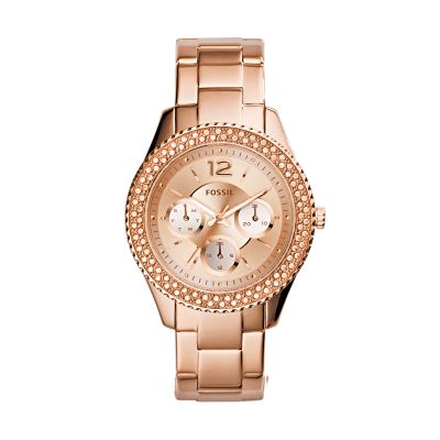 Stella Multifunction Rose Tone Stainless Steel Watch Es3590 Fossil