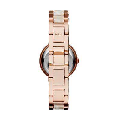 Virginia Rose-Tone & Horn Acetate Stainless Steel Watch - Fossil