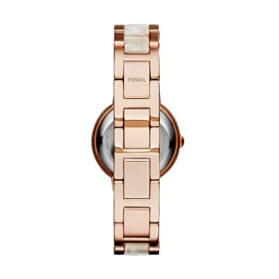 Fossil virginia watch sales rose gold