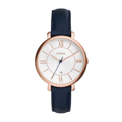 Jacqueline Navy Leather Watch - ES3843 - Fossil