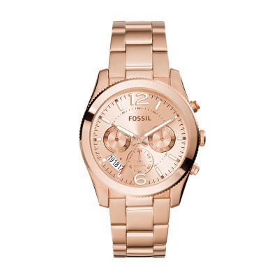 Perfect Boyfriend Multifunction Rose-Tone Stainless Steel Watch - Fossil