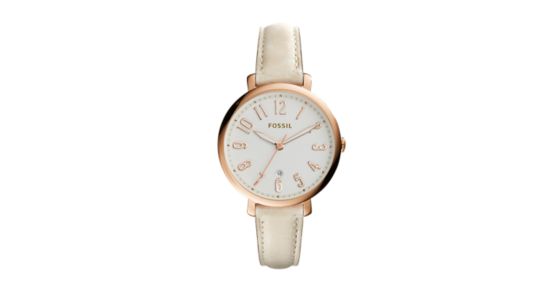 Jacqueline Three-Hand Date Light Brown Leather Watch - Fossil