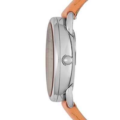 Tailor Multifunction Papaya Leather Watch Fossil