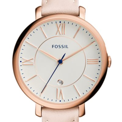 Jacqueline Three-Hand Date Blush Leather Watch