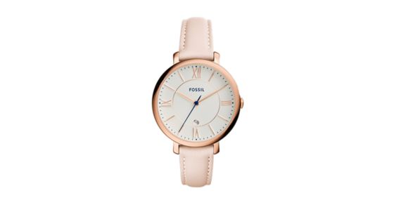 Jacqueline Date Blush Leather Watch - Fossil