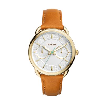 Tailor Multifunction Dark Brown Leather Watch - Fossil