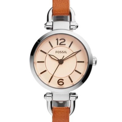 Montre Georgia Mini à trois aiguilles en cuir marron