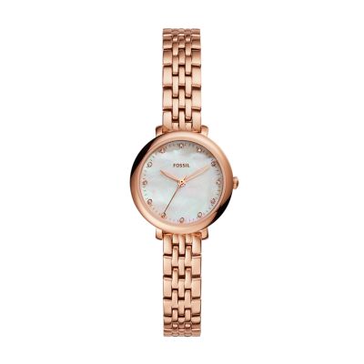 Jacqueline Mini Three-Hand Rose Gold-Tone Stainless Steel Watch - Fossil