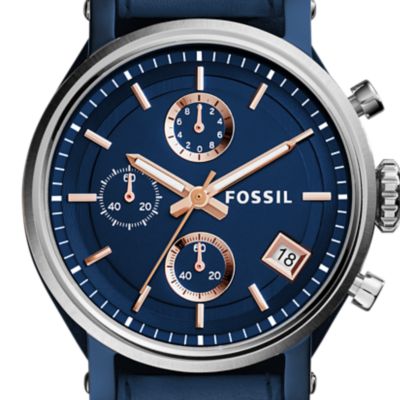 Montre Original Boyfriend Sport chronographe en cuir bleu