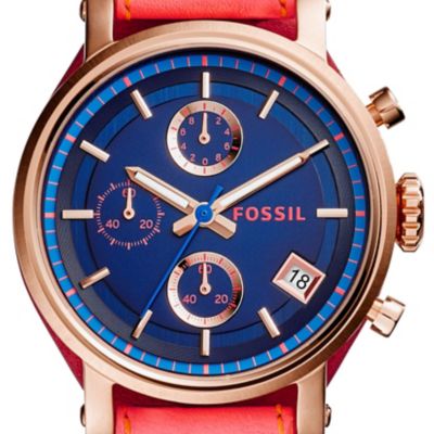 Montre Original Boyfriend Sport chronographe en cuir rouge