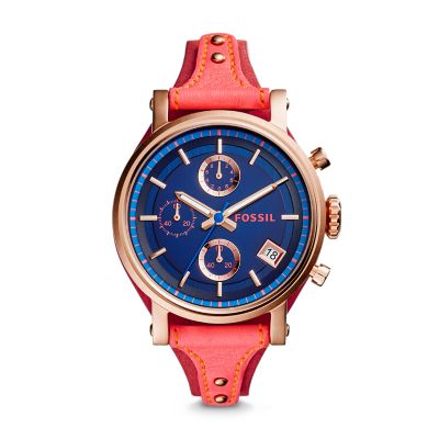 Montre Original Boyfriend Sport chronographe en cuir rouge