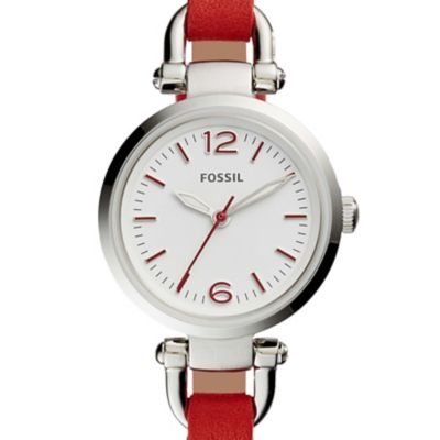 Montre Georgia Mini à trois aiguilles en cuir rouge