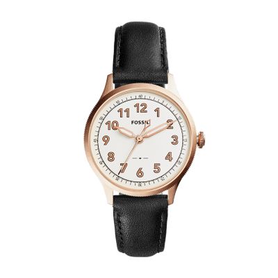 Montre Avondale à trois aiguilles en cuir noir