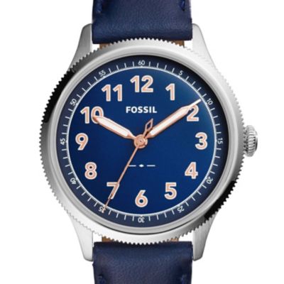 Montre Avondale à trois aiguilles en cuir bleu