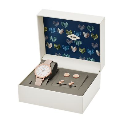 Jacqueline date shop blush leather watch