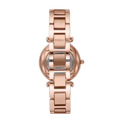 Carlie Three Hand Rose Gold Tone Stainless Steel Watch ES4301 Fossil