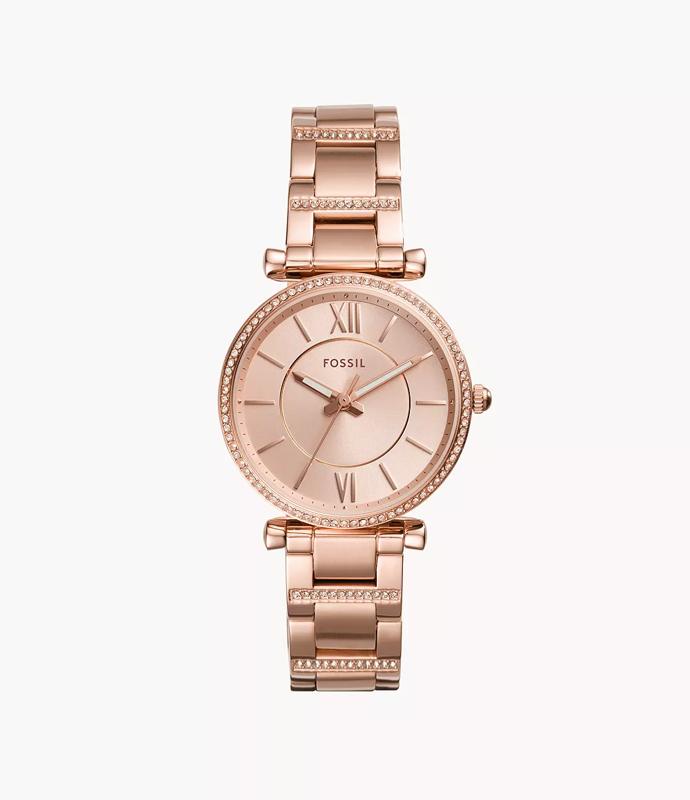 Carlie Three-Hand Rose Gold-Tone Stainless Steel Watch - ES4301 