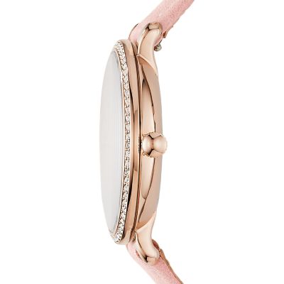 Jacqueline Three Hand Date Blush Leather Watch ES4303 Fossil