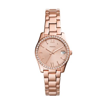 Scarlette Mini Three-Hand Date Rose Gold-Tone Stainless Steel Watch