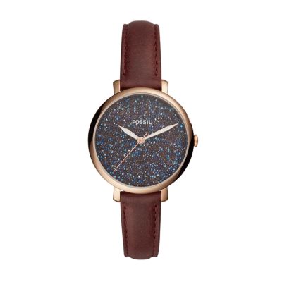 Fossil jacqueline watch leather best sale