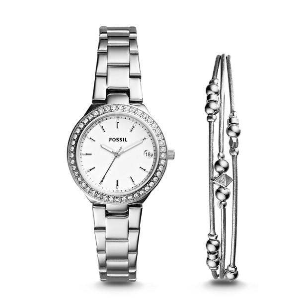 Blane Three-Hand Stainless Steel Watch and Jewelry Gift Set - Fossil