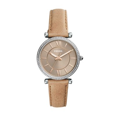 Carlie Three-Hand Sand Leather Watch - ES4343 - Fossil