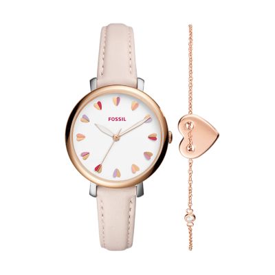 pink leather watch