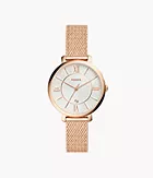 Reloj Jacqueline de acero inoxidable en tono oro rosa y con tres agujas
