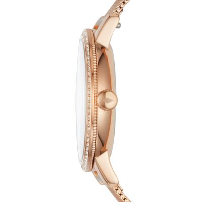Neely Three-Hand Rose Gold-Tone Stainless Steel Watch - Fossil