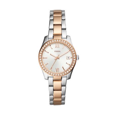 Scarlette Three-Hand Date Two-Tone Stainless Steel Watch - Fossil