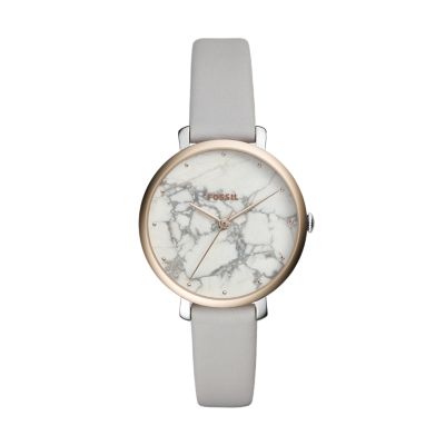 Fossil jacqueline clearance grey leather watch