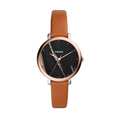 Fossil jacqueline clearance black leather watch