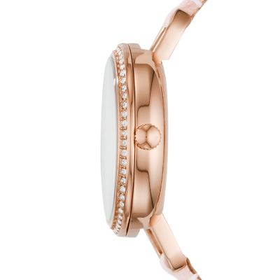 Annette Three-Hand Blush Leather Watch