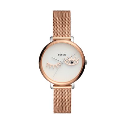 Jacqueline Wink Eye Three-Hand Rose Gold-Tone Stainless Steel Watch