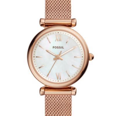 Carlie Mini Three-Hand Rose Gold-Tone Stainless Steel Watch