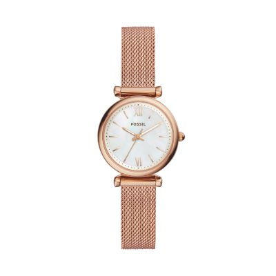 Fossil Damenuhr Carlie Mini Milanaise Roségoldfarben