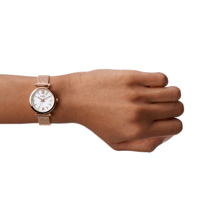 Carlie Three-Hand Rose Gold-Tone Stainless Steel Watch - ES4433