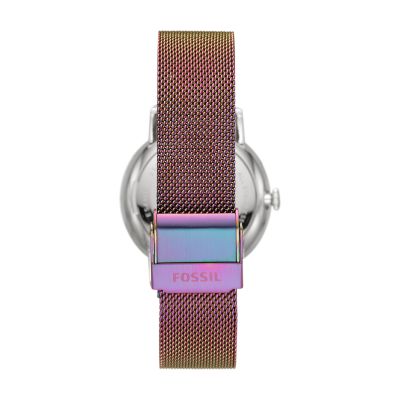  Bisley Women's Iridescent Watch Stainless Steel Mesh Watch  Three Hand Analog Watch : Clothing, Shoes & Jewelry