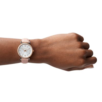 Carlie Three Hand Blush Leather Watch ES4484 Fossil