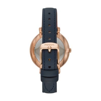 Jacqueline Three Hand Navy Leather Watch