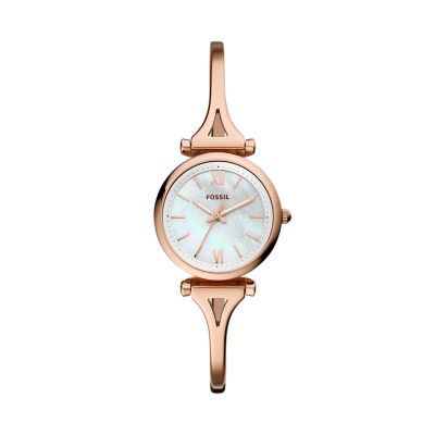 Carlie Mini Three Hand Rose Gold Tone Stainless Steel Watch Es4500 Fossil