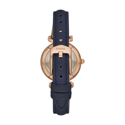 Carlie Mini Three-Hand Navy Leather Watch - ES4502 - Fossil