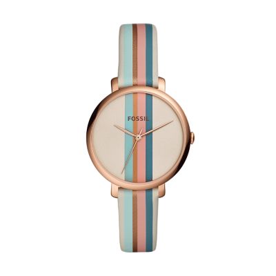 Jacqueline Three Hand Multi Colored Leather Watch